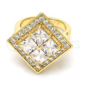 Anillo Multi Piedra 01.210.0056.08 Oro Laminado, con Blanca Zirconia Cubica, Pulido, Tono Dorado (Size 8)