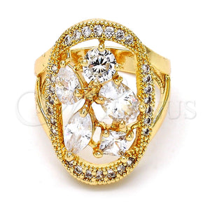 Anillo Multi Piedra 01.210.0057.07 Oro Laminado, con Blanca Zirconia Cubica, Pulido, Tono Dorado (Size 7)