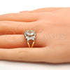 Anillo Multi Piedra 01.210.0058.09 Oro Laminado, con Blanca Zirconia Cubica, Pulido, Tono Dorado (Size 9)