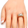 Anillo Multi Piedra 01.210.0058.09 Oro Laminado, con Blanca Zirconia Cubica, Pulido, Tono Dorado (Size 9)