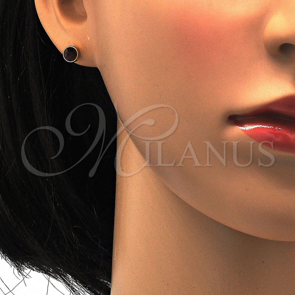 Arete Dormilona 02.271.0008 Acero Inoxidable, con Onix Negro Cristal, Pulido, Tono Dorado