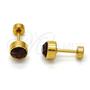Arete Dormilona 02.271.0008 Acero Inoxidable, con Onix Negro Cristal, Pulido, Tono Dorado