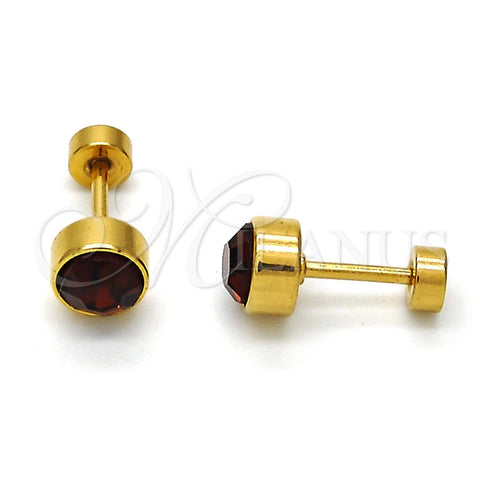 Arete Dormilona 02.271.0008 Acero Inoxidable, con Onix Negro Cristal, Pulido, Tono Dorado