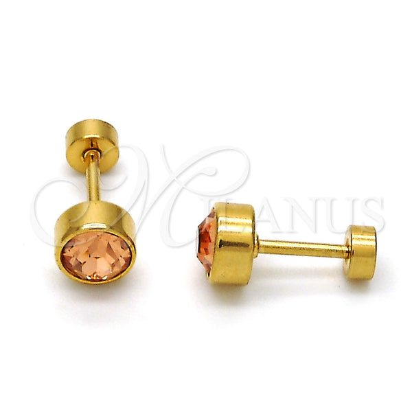 Arete Dormilona 02.271.0008.2 Acero Inoxidable, con Champan Cristal, Pulido, Tono Dorado