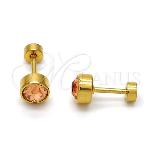 Arete Dormilona 02.271.0008.2 Acero Inoxidable, con Champan Cristal, Pulido, Tono Dorado