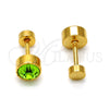 Arete Dormilona 02.271.0008.3 Acero Inoxidable, con Verde Claro Cristal, Pulido, Tono Dorado