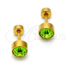 Arete Dormilona 02.271.0008.3 Acero Inoxidable, con Verde Claro Cristal, Pulido, Tono Dorado