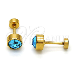 Arete Dormilona 02.271.0008.6 Acero Inoxidable, con Topacio Azul Cristal, Pulido, Tono Dorado
