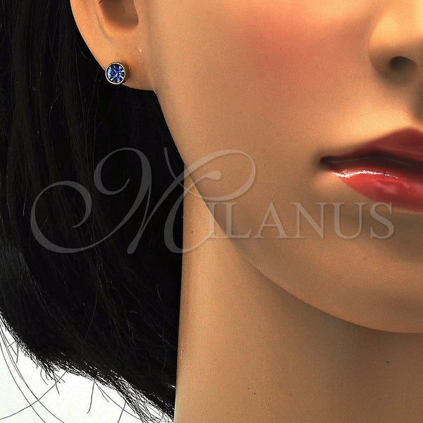 Arete Dormilona 02.271.0008.7 Acero Inoxidable, con Blue Shade Cristal, Pulido, Tono Dorado