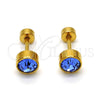 Arete Dormilona 02.271.0008.7 Acero Inoxidable, con Blue Shade Cristal, Pulido, Tono Dorado