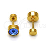 Arete Dormilona 02.271.0008.7 Acero Inoxidable, con Blue Shade Cristal, Pulido, Tono Dorado