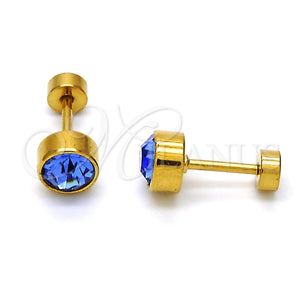 Arete Dormilona 02.271.0008.7 Acero Inoxidable, con Blue Shade Cristal, Pulido, Tono Dorado