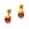 Arete Dormilona 02.271.0008.9 Acero Inoxidable, con Rubi Cristal, Pulido, Tono Dorado