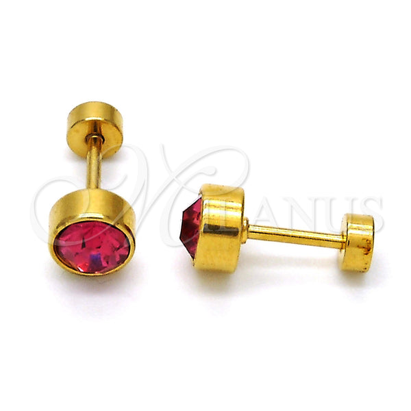 Arete Dormilona 02.271.0008.9 Acero Inoxidable, con Rubi Cristal, Pulido, Tono Dorado