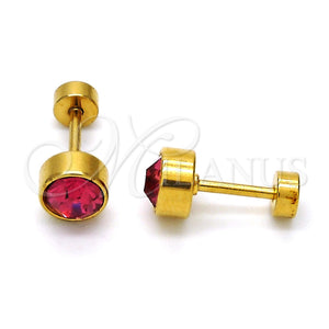 Arete Dormilona 02.271.0008.9 Acero Inoxidable, con Rubi Cristal, Pulido, Tono Dorado