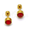 Arete Dormilona 02.271.0008.11 Acero Inoxidable, con Cristal Rojo Naranja, Pulido, Tono Dorado