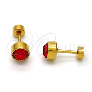 Arete Dormilona 02.271.0008.11 Acero Inoxidable, con Rojo Naranja Cristal, Pulido, Tono Dorado