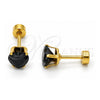 Arete Dormilona 02.271.0009.4 Acero Inoxidable, Diseño de Corazón, con Zirconia Cubica Negro, Pulido, Tono Dorado