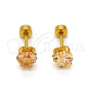 Arete Dormilona 02.271.0009.6 Acero Inoxidable, Diseño de Corazón, con Champan Zirconia Cubica, Pulido, Tono Dorado
