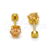 Arete Dormilona 02.271.0009.6 Acero Inoxidable, Diseño de Corazón, con Champan Zirconia Cubica, Pulido, Tono Dorado