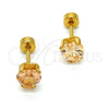 Arete Dormilona 02.271.0009.6 Acero Inoxidable, Diseño de Corazón, con Champan Zirconia Cubica, Pulido, Tono Dorado