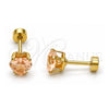 Arete Dormilona 02.271.0009.6 Acero Inoxidable, Diseño de Corazón, con Champan Zirconia Cubica, Pulido, Tono Dorado