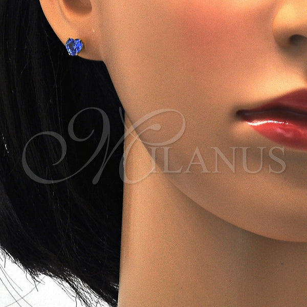 Arete Dormilona 02.271.0009.8 Acero Inoxidable, Diseño de Corazón, con Tanzanite Zirconia Cubica, Pulido, Tono Dorado