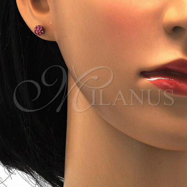 Arete Dormilona 02.271.0010.1 Acero Inoxidable, Diseño de Bola, con Rubi Cristal, Pulido, Tono Dorado