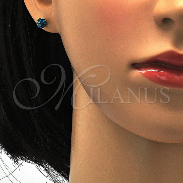 Arete Dormilona 02.271.0010.6 Acero Inoxidable, Diseño de Bola, con Topacio Azul Cristal, Pulido, Tono Dorado