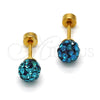 Arete Dormilona 02.271.0010.6 Acero Inoxidable, Diseño de Bola, con Topacio Azul Cristal, Pulido, Tono Dorado