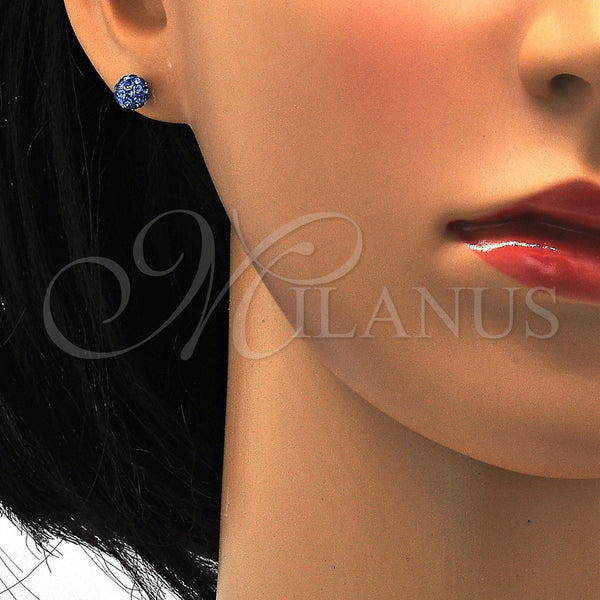 Arete Dormilona 02.271.0010.7 Acero Inoxidable, Diseño de Bola, con Bermuda Blue Cristal, Pulido, Tono Dorado