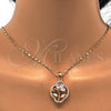 Collares con Dije 04.217.0003.18 Oro Laminado, Diseño de Oja y Gota, con Zirconia Cubica Blanca, Pulido, Tono Dorado (Grosor 02 MM, 18 Pulgadas de Largo)