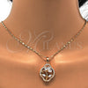 Collares con Dije 04.217.0003.18 Oro Laminado, Diseño de Oja y Gota, con Blanca Zirconia Cubica, Pulido, Tono Dorado (02 MM Thickness, 18 Inches Length)