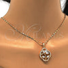 Collares con Dije 04.217.0003.18 Oro Laminado, Diseño de Oja y Gota, con Blanca Zirconia Cubica, Pulido, Tono Dorado (02 MM Thickness, 18 Inches Length)