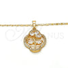 Collares con Dije 04.217.0003.18 Oro Laminado, Diseño de Oja y Gota, con Blanca Zirconia Cubica, Pulido, Tono Dorado (02 MM Thickness, 18 Inches Length)