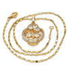 Collares con Dije 04.217.0003.18 Oro Laminado, Diseño de Oja y Gota, con Blanca Zirconia Cubica, Pulido, Tono Dorado (02 MM Thickness, 18 Inches Length)