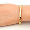 Pulsera con Placa 5.227.011.1.08 Oro Laminado, Diseño de Miami Cubana, Pulido, Tono Dorado (05 MM Thickness, 8 Inches Length)