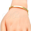 Pulsera con Placa 5.227.011.1.08 Oro Laminado, Diseño de Miami Cubana, Pulido, Tono Dorado (05 MM Thickness, 8 Inches Length)