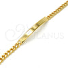 Pulsera con Placa 5.227.011.1.08 Oro Laminado, Diseño de Miami Cubana, Pulido, Tono Dorado (05 MM Thickness, 8 Inches Length)
