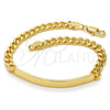 Pulsera con Placa 5.227.011.1.08 Oro Laminado, Diseño de Miami Cubana, Pulido, Tono Dorado (05 MM Thickness, 8 Inches Length)