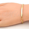 Pulsera con Placa 5.226.011.1.07 Oro Laminado, Diseño de Figaro, Pulido, Tono Dorado (03 MM Thickness, 7 Inches Length)