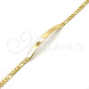 Pulsera con Placa 5.226.011.1.07 Oro Laminado, Diseño de Figaro, Pulido, Tono Dorado (03 MM Thickness, 7 Inches Length)
