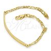 Pulsera con Placa 5.226.011.1.07 Oro Laminado, Diseño de Figaro, Pulido, Tono Dorado (03 MM Thickness, 7 Inches Length)