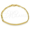 Pulsera con Placa 5.226.011.1.07 Oro Laminado, Diseño de Figaro, Pulido, Tono Dorado (03 MM Thickness, 7 Inches Length)