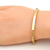 Pulsera con Placa 5.227.012.1.08 Oro Laminado, Diseño de Miami Cubana, Pulido, Tono Dorado (05 MM Thickness, 8 Inches Length)
