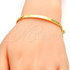 Pulsera con Placa 5.227.012.1.08 Oro Laminado, Diseño de Miami Cubana, Pulido, Tono Dorado (05 MM Thickness, 8 Inches Length)
