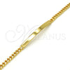 Pulsera con Placa 5.227.012.1.08 Oro Laminado, Diseño de Miami Cubana, Pulido, Tono Dorado (05 MM Thickness, 8 Inches Length)