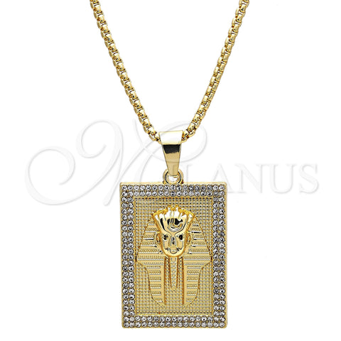 Collares con Dije 04.242.0072.30 Oro Laminado, con Blanca Cristal, Pulido, Tono Dorado (03 MM Thickness, 30 Inches Length)