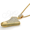 Collares con Dije 04.242.0073.30 Oro Laminado, Diseño de Zapato, con Blanca Cristal, Pulido, Tono Dorado (03 MM Thickness, 30 Inches Length)