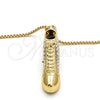 Collares con Dije 04.242.0073.30 Oro Laminado, Diseño de Zapato, con Cristal Blanca, Pulido, Tono Dorado (Grosor 03 MM, 30 Pulgadas de Largo)